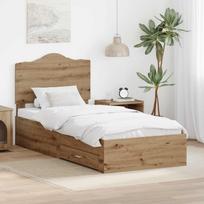Artisan Oak Bed Frame with Headboard 90 x 190 cm Particleboard