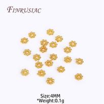 4/5/6MM 18K Gold Plated Flower Caps For Beads Brass Metal Snowflake Beads Spacer For DIY Beading Jewelry Making Supplies 20 pcs