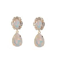 Dopamine Mocha Beach Style Earrings Women Geometric Water Drop Design With Rhinestone Accents Lightweight Luxury Ear Cuffs Frost White