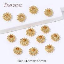 18K Gold Plated Flower Bead Spacer,Rhodium Plated Beads For Jewelry Making DIY Bracelet Necklace Accessories,Beads Separators 10 pcs
