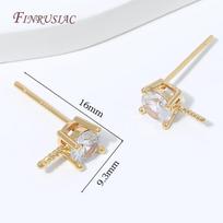 18K Gold Plated CZ Prong Set Pearl Earring Post Connector,with Pearl Mounting Accessories For DIY Earring Making Findings 1 pair