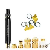 High Pressure Water Spray Gun Set for Garden and Car Washing 1pc Adjustable Nozzle with 5pcs Brass Hose Connectors and 4pcs Clamps for Home Use One Size