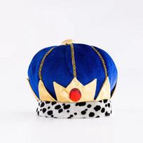 Dress Up Crown Hat Velvet Halloween Costume Cap Men Male Prince King Hat  Mardi Gras mėlyna
