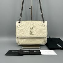 [Pre-Owned] YSL Niki Logo Vintage Ruched Chain Mini Bag - Very Good #QYLWDY ONE SIZE