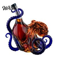 Collectible Nautical Whiskey Bottle 3D Octopus Decanter, Art Bottle, 350ml Glass Decorative Spirits Liquor Home Bar Decanter for Wine Display Shaped
