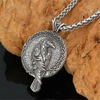 Men Women Fashion Vintage Norse Viking Raven Crow Rune Sigil Sign Pendant Necklace Amulet Jewelry