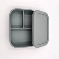 Food Grade Silicone Bento Lunch Box High-Capacity Three Grid Divide  BPA Free Food Storage Box With Lid >501ml pilka