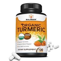 Organic Turmeric Curcumin 1400mg with Black Pepper for Joint Support and Antioxidant Wellness, Non-GMO Formula 120PCS