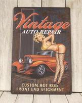 Vintage Auto Repair Sexy Pinup Girl Tin Sign Auto Car Mechanic Garage Hot RodAluminum 20x30cm（7.8x11.8inch）