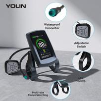 Yolin Populiarus pardavimas YL80C-C Elektrinio dviračio LCD ekranas 3,0 colio Spalvotas ekranas 100 nitų ryškumas 36/48/52V E dviračio ekranas juoda
