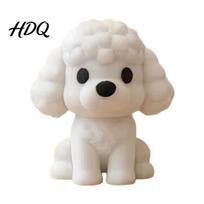 Healing Dog Decoration 3D Printed White Poodle Figurine Cute Mini Teddy Desk