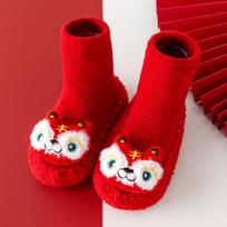 Non-Slip Baby Walker Socks: Velvet-Lined, Soft Sole, Autumn/Winter Shoes Size 12