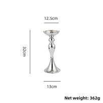 Plated Finish Candlelight Iron Flower Vase Base Vintage Candle Holder  Dinner Table Decoration silver-S