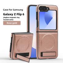 case for Z Flip 7 6 5 4 3 Magnetic stand wireless charging vegan leather foldable screen protective case Anti-Fingerprint plain Galaxy Z Flip7 rožinė