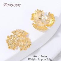 2/4/8Pcs 18K Gold Plated Brass Floral Bead Caps,Vintage Filigree Flower Bead Ends For Bracelet Necklace Earring Making Supplies 2 pcs