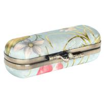 Lipstick Case Vintage Embroidery Pattern Portable Lipstick Case Holder With Mirror tamsiai pilka spalva