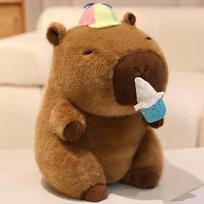 Sports Travel Series Capybara Animals Plush Toys Cartoon Kapibala Carrying Bag Football Skateboard Swimming Ice Cream Gifts about 22cm