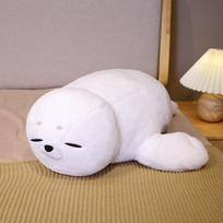50-60cm Simulation White Seal Plush Toys Soft Lying Sea Lion Animal Pillow Kawaii Sea Lion Stuffed Doll Fashion Birthday Gifts 50cm