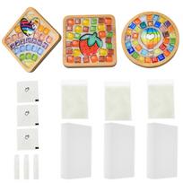3/4Pcs DIY Mosaic Coaster Handmade Material Creative Bamboo Tableware Mat Wooden Tray Plate Kindergarten Children DIY Craft Deco