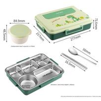 TAFUCO (TAFUCO) Student Lunch Box, 316L Stainless Steel, Five Compartments, Insulated, Children's Five-Compartment Plate with Utensils, T5326 Gree