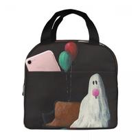 Ghost Sat On A Bench Under The Streetlight Insulated Lunch Bag for Women Kids Portable Food Boxes Thermal Lunch Box Tote One Size