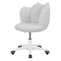 Playful Cat Paw Design Chair Swivel Vanity Stool with Backrest Height Adjustable & 360 Degrees Soft Rotation Armless Dressing Stool Plush šviesiai pilka spalva