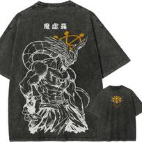 Jujutsu Kaisen Mahoraga Vintage Washed T Shirt Men Anime Oversized Streetwear Graphic Tee Unisex Cotton Top M