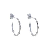 Promotion New Arrival Silver Gold Plated Cubic Zirconia CZ Medium Sized Bamboo Hoop Earring