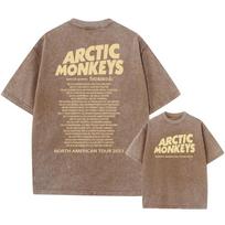 Retro Rock Arctic Monkeys Music Album Graphic TShrit Mens Vintage Washed Oversized Short Sleeve T Shirt Y2k Hip Hop Streetwear S