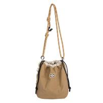 Sports Drawstring Crossbody Bag Coin Pouch Mobile Phone Pack Harajuku Nylon Shoulder Bag  Daily chaki