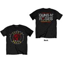 Guns N Roses Unisex Tshirt Rose Circle Paradise City (Back Print) (Large) S