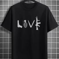 Lover Gun Print Men Round Crew Neck Short Sleeve Simple Style Tee Fashion Regular Fit T-Shirt Casual Top S