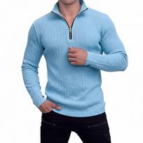 Men's Casual Quarter-zip Shirt Long-sleeve Top L mėlyna