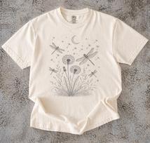 Comfort Colors Dragonfly Dandelion T-Shirt, Boho Nature Lover Tee L
