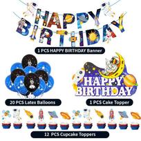 Astronaut Birthday Cake Picks With Paper Flags For Space Party Supplies