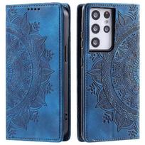 Flip Case for Samsung Galaxy S21 Ultra Built-in Magnetic Closure 360 Shockproof Protection Wallet Phone Case with Card Slots mėlyna