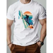 Men's Rock Climber Graphic T-Shirt Suitable for Outdoor Climbing & Casual Summer Wear - Solid Color Round Neck Short Sleeve Tee with Climbing Motif S balta