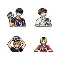 4pcs Cute Volleyball Boy Enamel Pin Cartoon Anime Brooch for Women's Lapel Badges Jewelry Gift for Friends