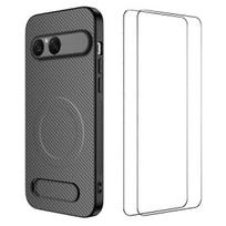 WANLONFENG QT1 Series For Sony Xperia 10 VII Magnetic Case Kickstand Carbon Fiber Texture PC TPU Pho