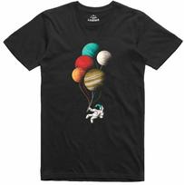 Spaceman astronaut Unisex T-Shirt Planet Balloons Funny 100% Ring-Spun Cotton Top S