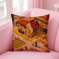 S-Stardew Valley Characters Cushion Cover Pillow Case Soft Friendly Fabric & Concealed Zipper Peach skin 18*18(CM)-1Pcs
