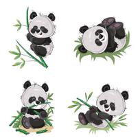 4 vnt Panda sienų lipdukai PVC lipdukai Dekoracija ilgai išliekanti mada Svetainės miegamojo fono vakarėlio reikmenys