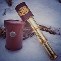 Antikvarinis žalvarinis teleskopas su odiniu dėklu „Steampunk Pocket Spyglass Senovinė dovana“ (Dydis Mažas )