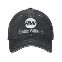 Vintage Robbie Williams Live 2025 Concert Baseball Cap for Men Women Distressed Washed Snapback Hat RW Singer Outdoor Gift Hats Adjustable gray