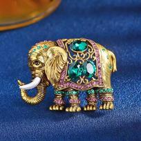 Retro Thai Elephant High-end Female Animal Brooch 2*3CM