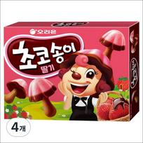 Orion Choco Songyi Strawberry (Mushroom-Shaped Strawberry Biscuits) 45g (4box/6box) 45g x 6box brown