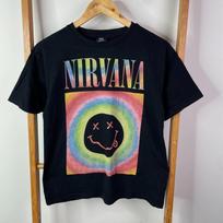 Nirvana Marškinėliai Viršus Moteriški 14 Juodi Smiley Grafinis Spaudinys Trumpomis Rankovėmis Apvalia Kaklo Iškirpte L