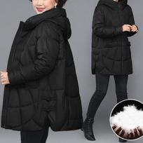 Motina Žieminis Pūkinis Striukė Paltas Pašiltintas Šiltas Senelės Parkas L juoda