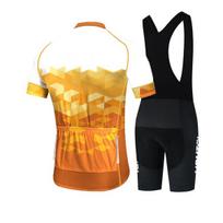 Vyriškas dviratininko aprangos komplektas su geliniu įklotu, geltonas, 3XL — vyrų dviračių apranga, dviračių drabužiai, šortai su įklotu, vasariniai dviratininko marškinėliai, plento apranga, dviračių apranga xxl