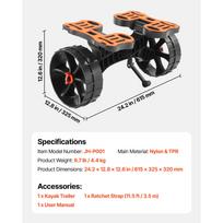 SucceBuy Kayak Cart 300lbs Capacity Foldable Kayak Trolley with 10-inch Solid Rubber Tires & 1 Ratchet Strap for Carrying Kayaks black